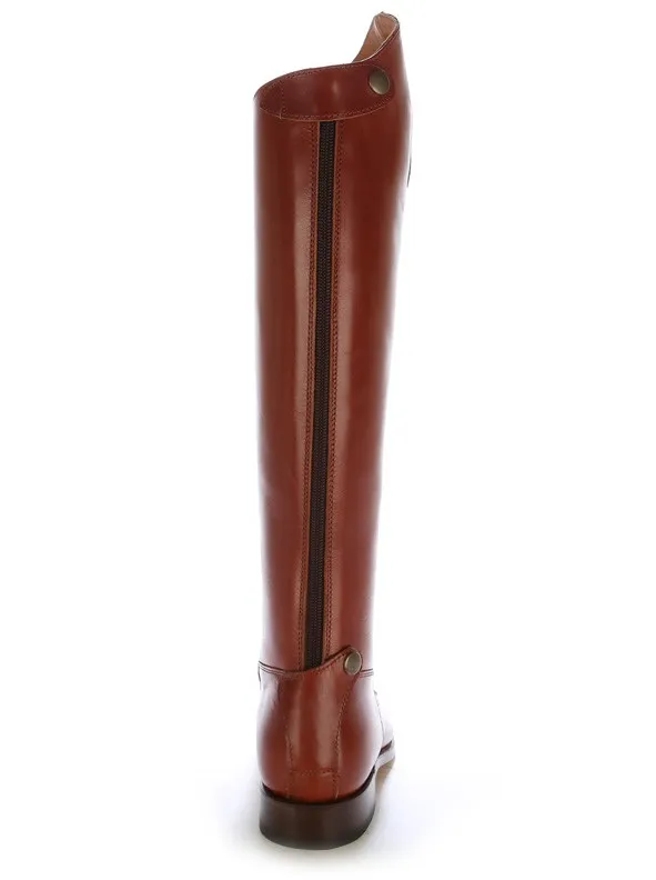 Bota hipica piel marron bronce con cordones-