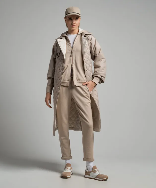 Brunello Cucinelli Beige sports jacket with silk and monil chain