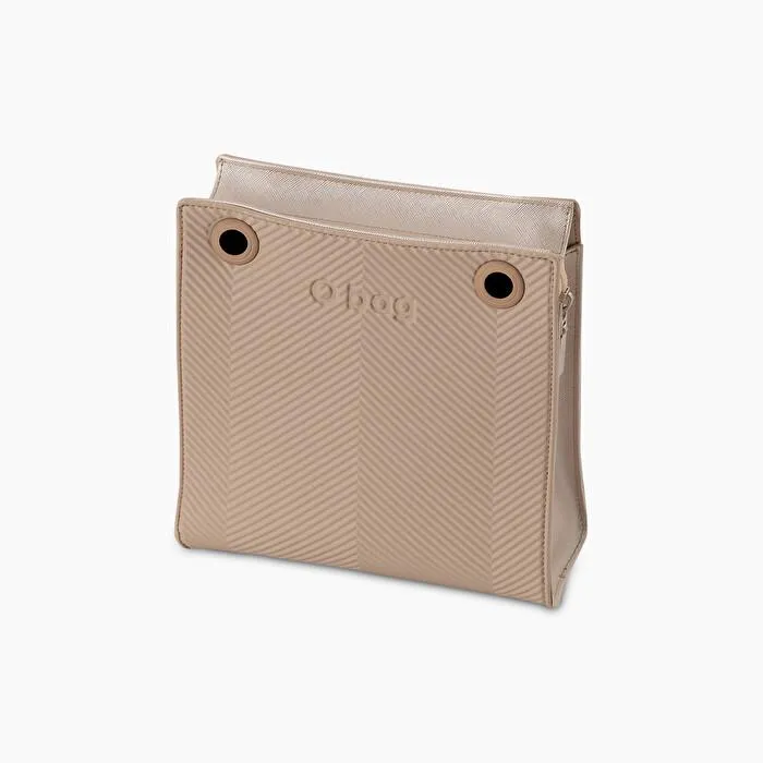 Cuerpo arena metal efecto espigado con cremallera O bag double mini