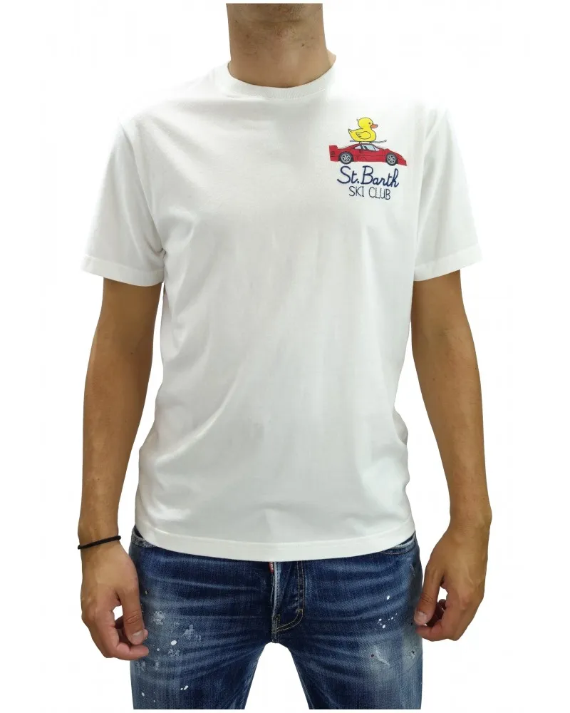 MC2 SAINT BARTH - Camiseta Estampado Ski Ducky con Logo Bordado Color Blanco