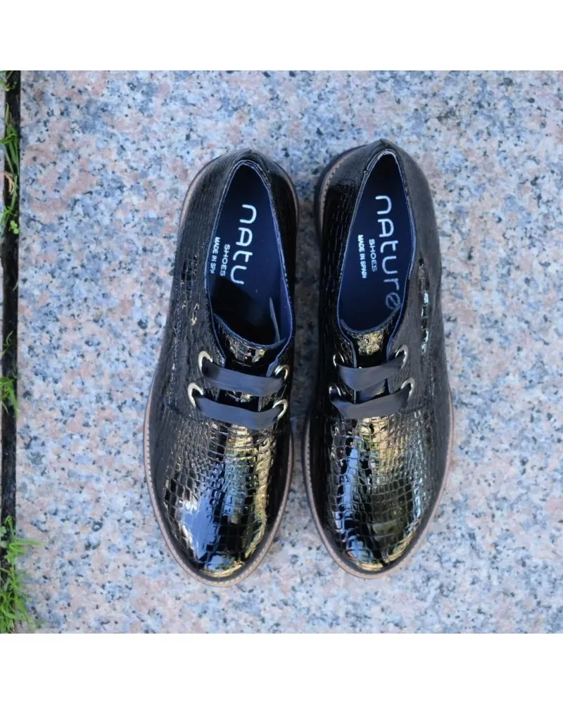 Zapato de piel OXFORD NATURE 4375 charol de cordones